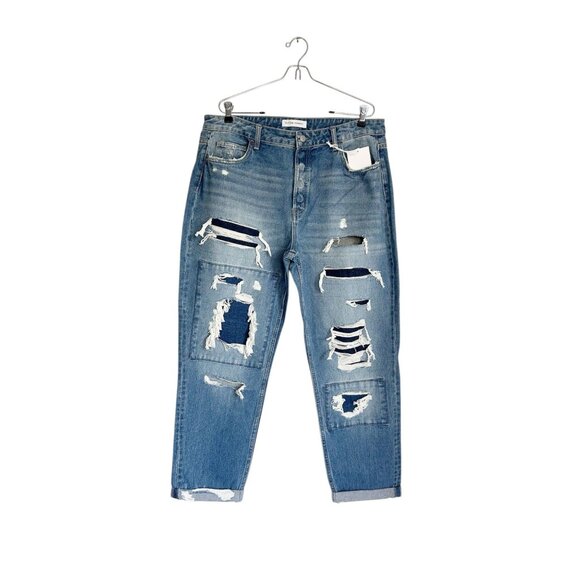 Flying Monkey Women's Mid Rise Button Fly Patchwork Jeans - Sz 32 - NWT - Picture 2 of 10